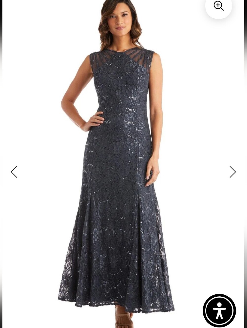 R&M Richards Size 22W Blue Lace Sequin Maxi Gown Formal Evening Dress $99